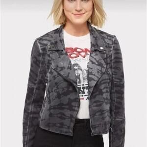 Marrakech Moto Jacket Camo Gray Small Softshell Zip Pockets Asymmetrical Zip